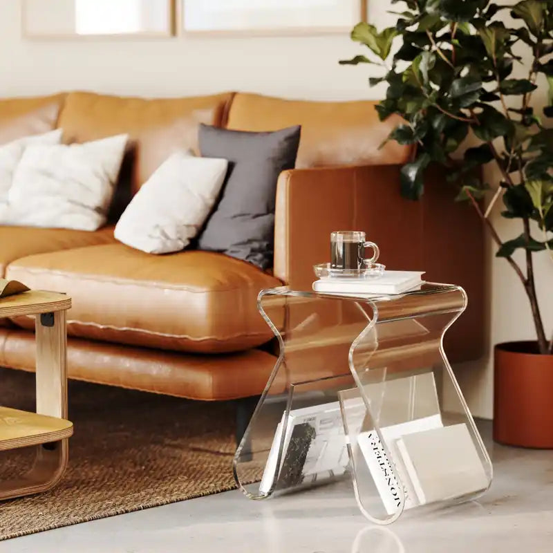 Table d'appoint porte-revues moderne en acrylique