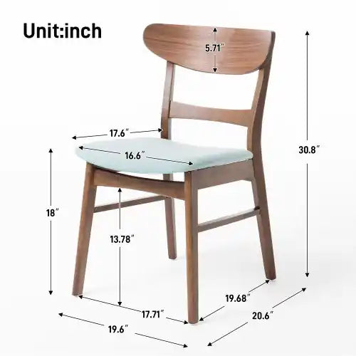 Chaise de salle à manger avec assise rembourrée et cadre en bois d'hévéa massif