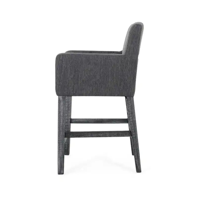Tabouret de comptoir de 66 cm avec siège en tissu rembourré et pieds en bois massif