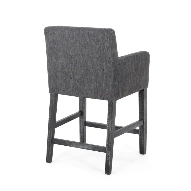 Tabouret de comptoir de 66 cm avec siège en tissu rembourré et pieds en bois massif
