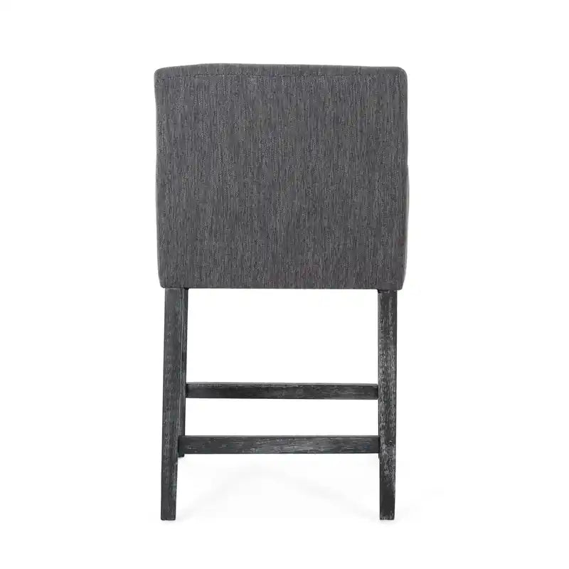 Tabouret de comptoir de 66 cm avec siège en tissu rembourré et pieds en bois massif