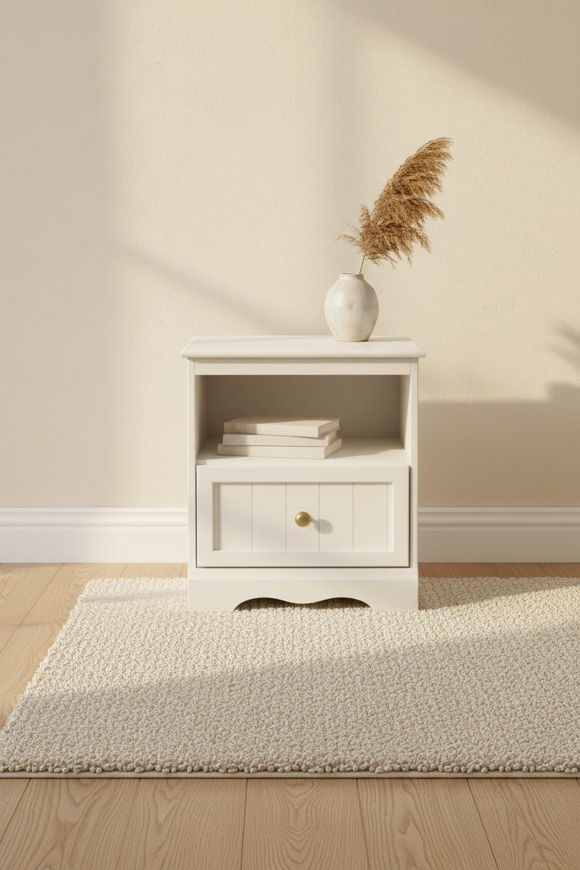 Savannah 1-drawer Nightstand - End Table With Storage - Pure White