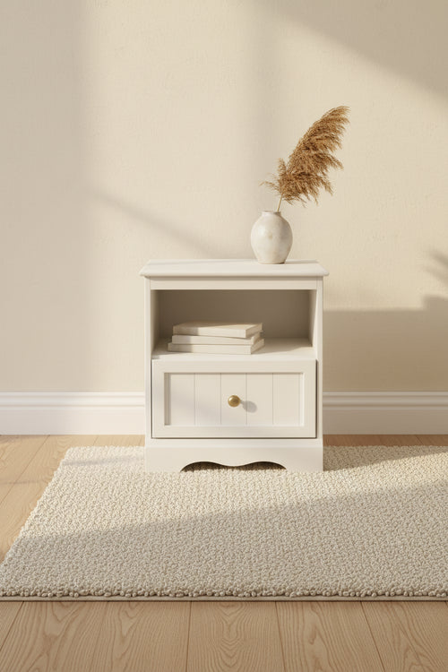 Savannah 1-drawer Nightstand - End Table With Storage - Pure White