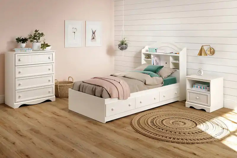 Table de chevet à 1 tiroir – Table d'appoint avec rangement – Blanc pur