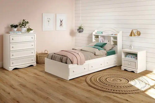 Table de chevet à 1 tiroir – Table d'appoint avec rangement – Blanc pur