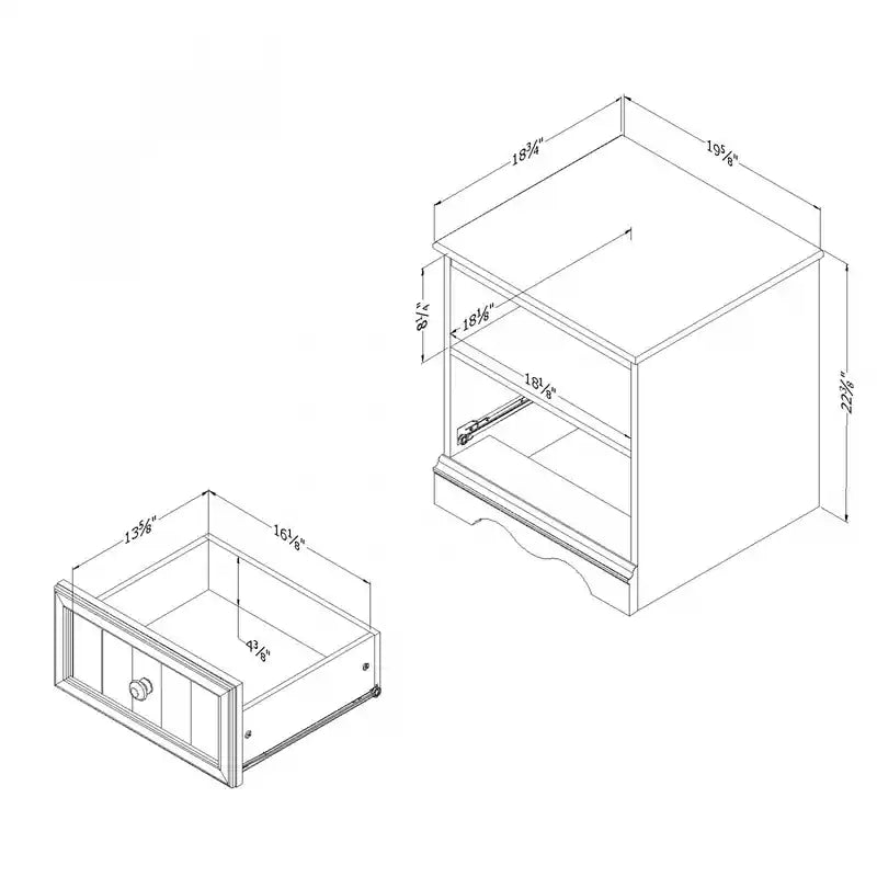 Table de chevet à 1 tiroir – Table d'appoint avec rangement – Blanc pur
