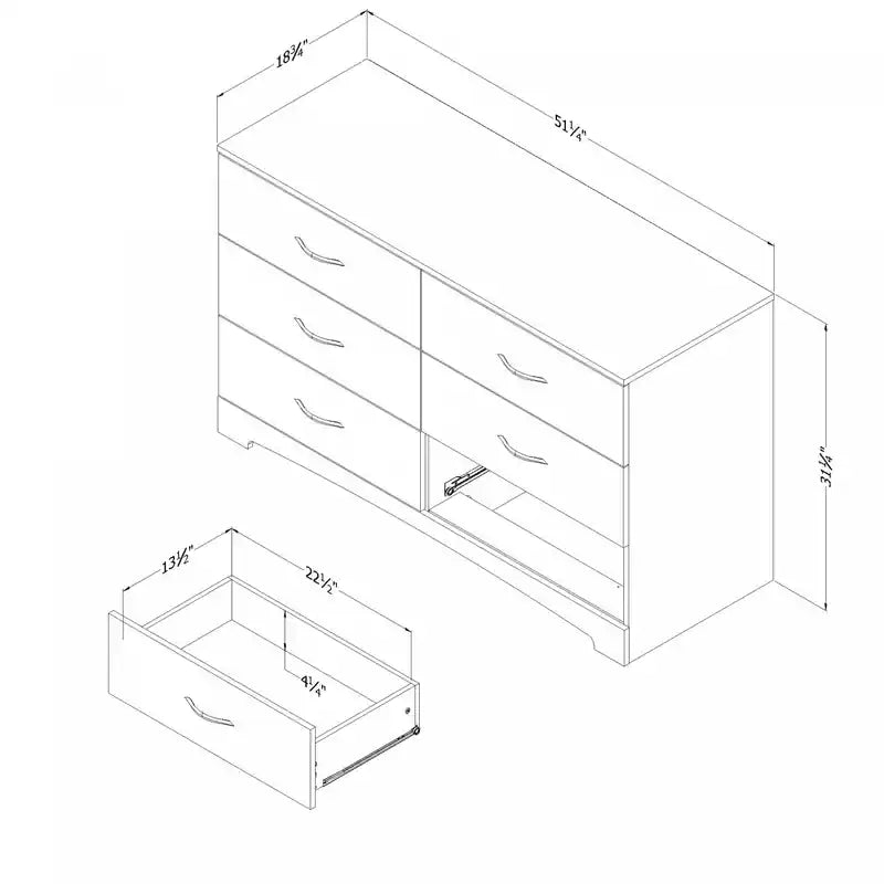 Commode 6 tiroirs - Noir pur