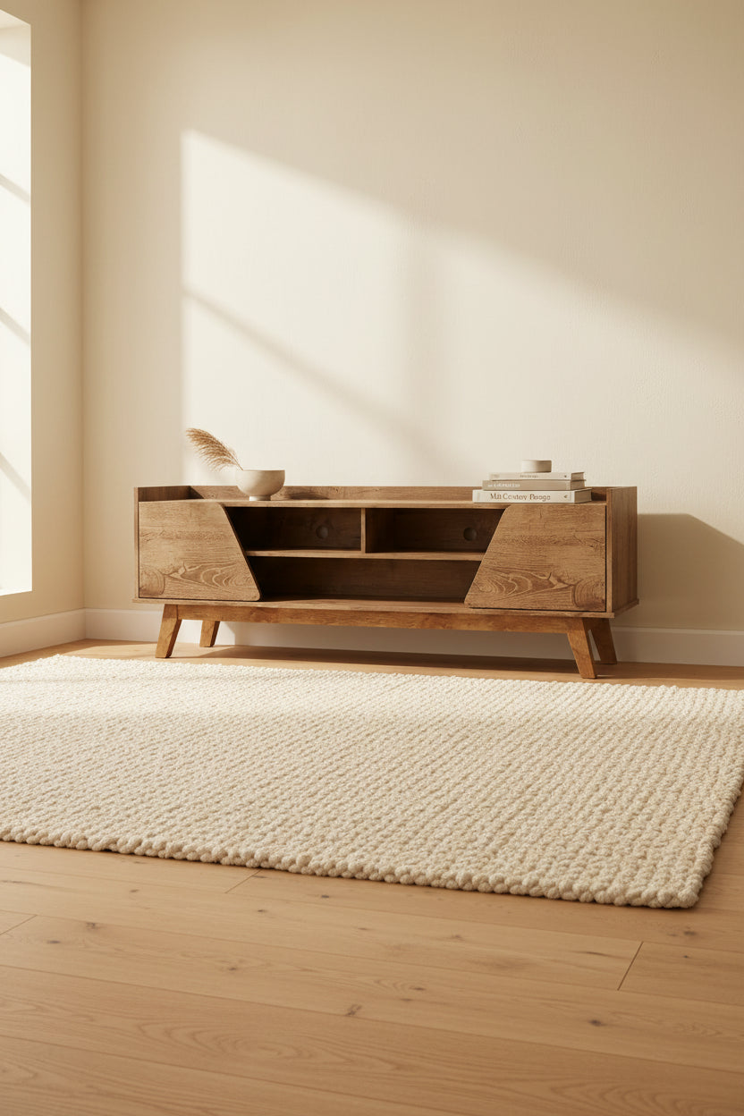 Manhattan Comfort Mid-Century Modern Marcus 62.99 TV Stand with Solid Wood Legs - Rustic Brown