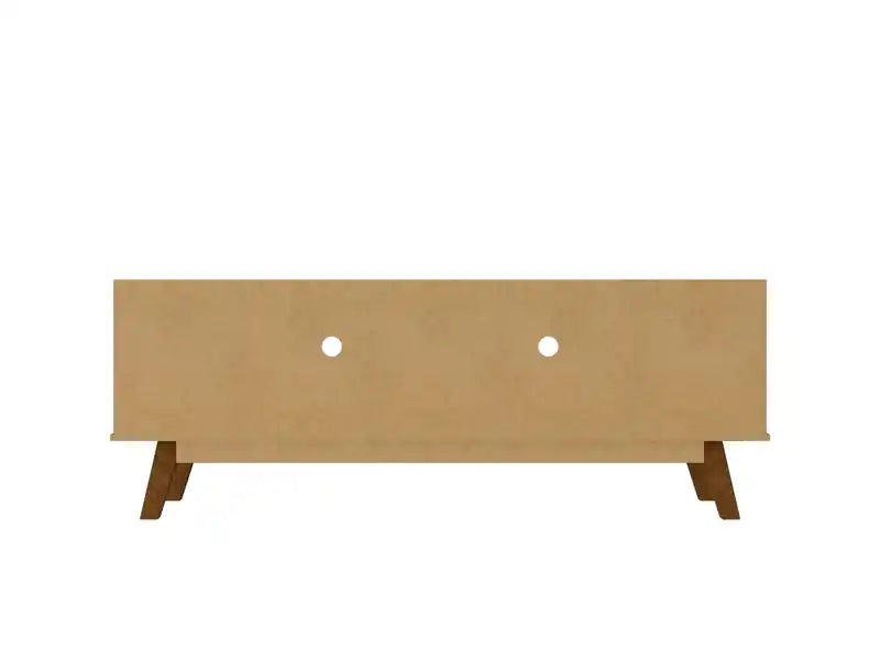 Meuble TV Mid-Century Modern 62,99 po avec pieds en bois massif - Brun rustique