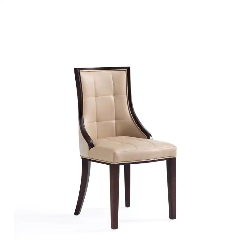 Chaises de salle à manger en similicuir - fauve et noyer