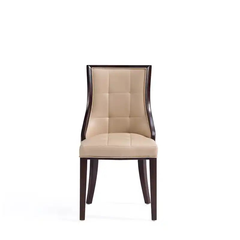 Chaises de salle à manger en similicuir - fauve et noyer