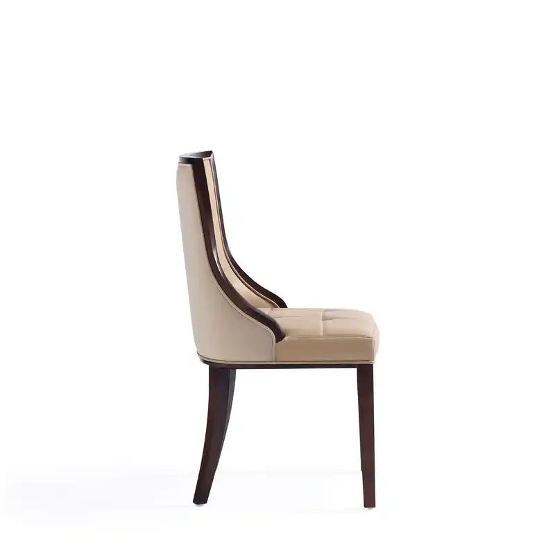 Chaises de salle à manger en similicuir - fauve et noyer