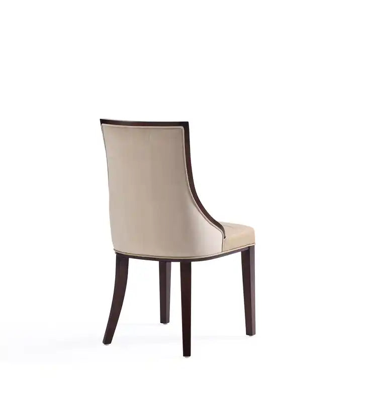 Chaises de salle à manger en similicuir - fauve et noyer