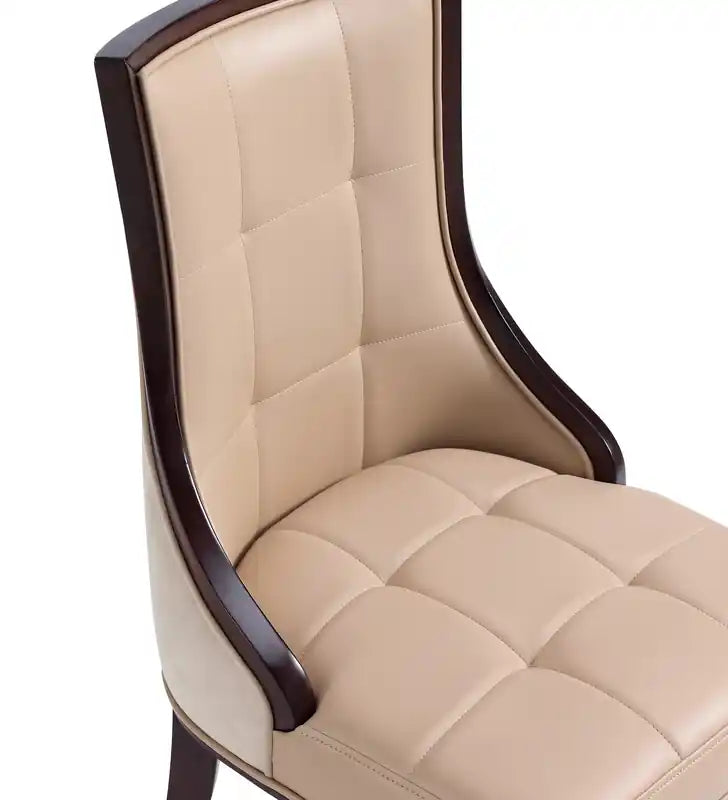 Chaises de salle à manger en similicuir - fauve et noyer