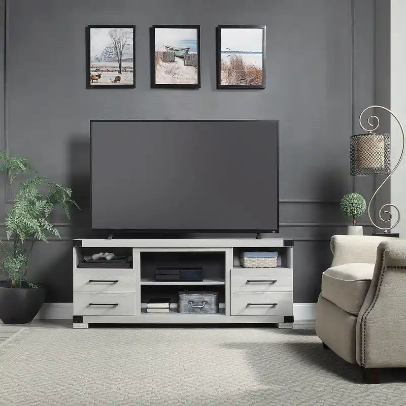 Meuble TV 152 cm avec 2 tiroirs et 4 étagères