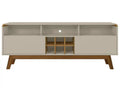 Manhattan Comfort Camberly 62.99 TV Stand with 5 Shelves & Wine Storage - Off White & Cinnamon