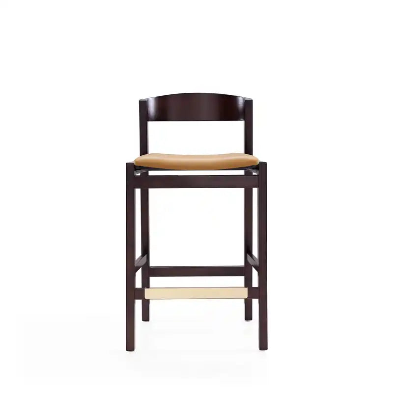Tabouret de bar à hauteur de comptoir en bois de hêtre de 36,75 po - Noir et noyer foncé