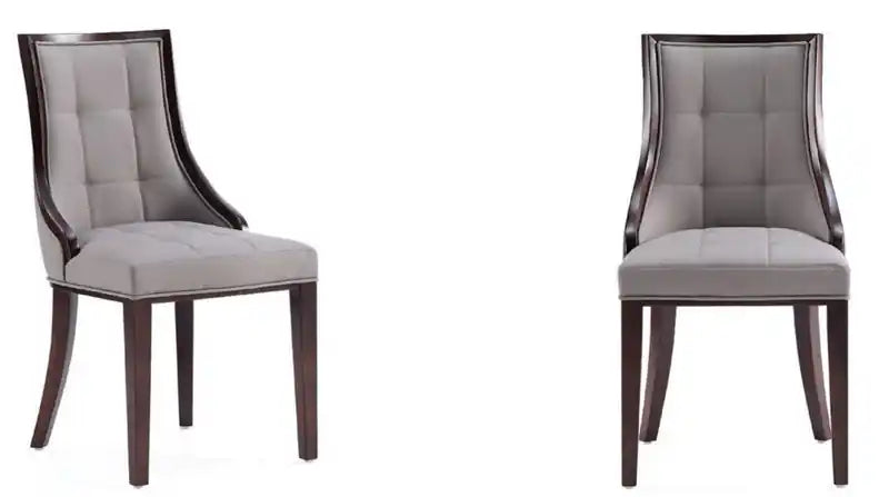 Chaises de salle à manger en similicuir - fauve et noyer