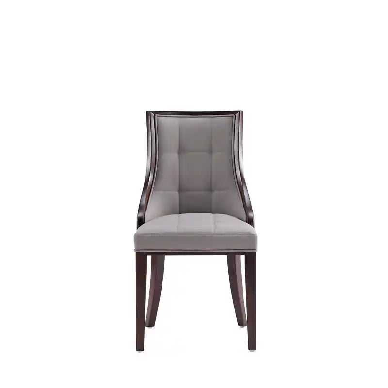 Chaises de salle à manger en similicuir - fauve et noyer