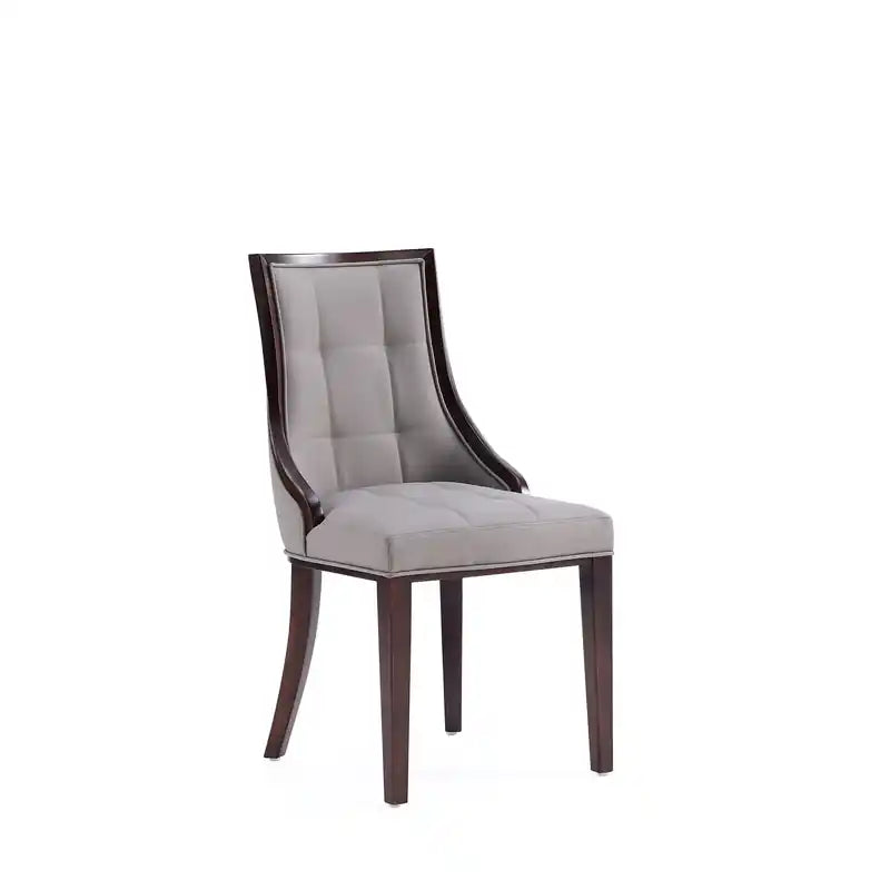 Chaises de salle à manger en similicuir - fauve et noyer