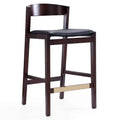 Manhattan Comfort Klismos 36.75 Beech Wood Counter Height Barstool - Black & Dark Walnut