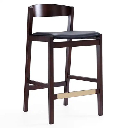 Manhattan Comfort Klismos 36.75 Beech Wood Counter Height Barstool - Black & Dark Walnut