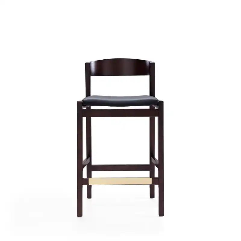 Tabouret de bar à hauteur de comptoir en bois de hêtre de 36,75 po - Noir et noyer foncé