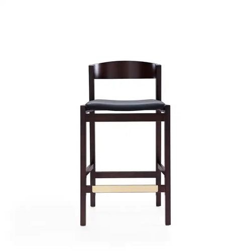 Tabouret de bar à hauteur de comptoir en bois de hêtre de 36,75 po - Noir et noyer foncé