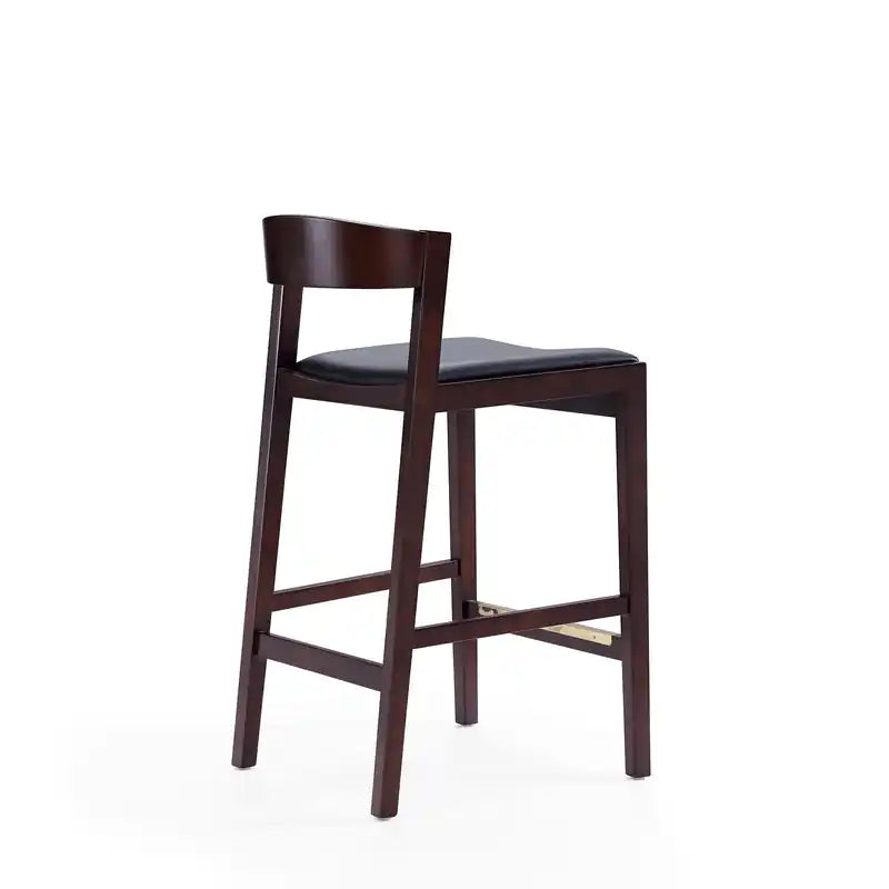 Tabouret de bar à hauteur de comptoir en bois de hêtre de 36,75 po - Noir et noyer foncé