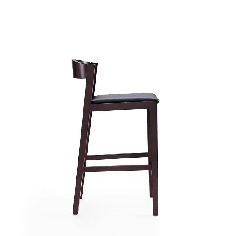 Tabouret de bar à hauteur de comptoir en bois de hêtre de 36,75 po - Noir et noyer foncé