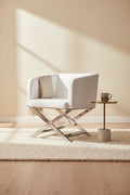 Manhattan Comfort Hollywood Polished Chrome Faux Leather Lounge Accent Chair