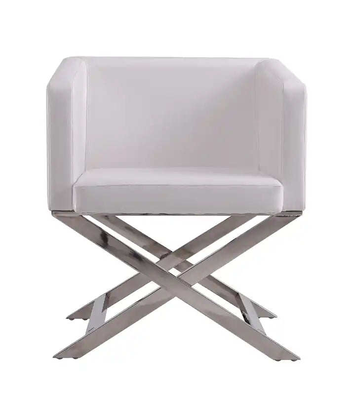 Fauteuil d'appoint de salon en similicuir chromé poli