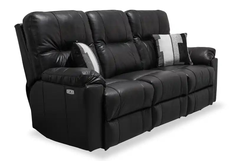 Canapé inclinable électrique en cuir véritable 87, fabriqué au Canada, avec port USB et coussins décoratifs