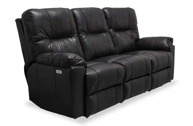 Canapé inclinable électrique en cuir véritable 87, fabriqué au Canada, avec port USB et coussins décoratifs