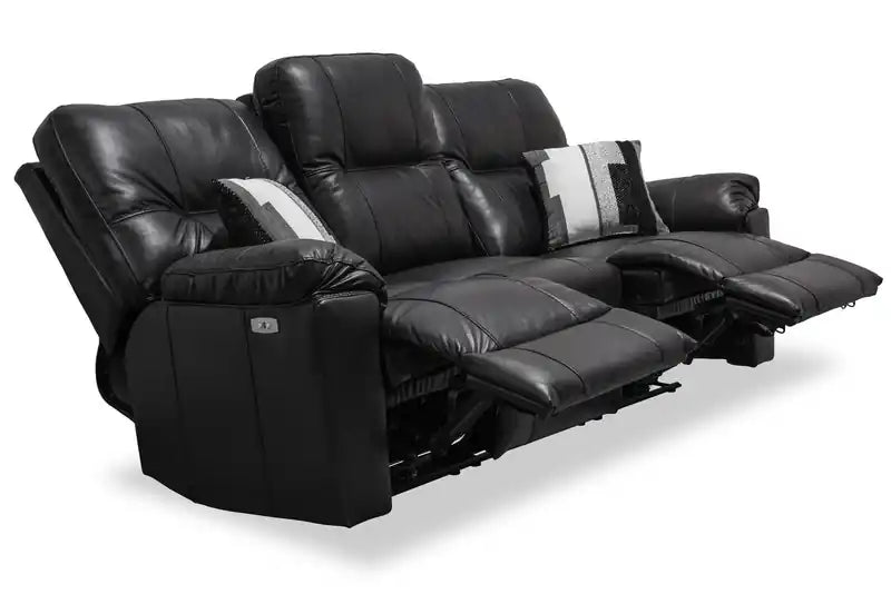 Canapé inclinable électrique en cuir véritable 87, fabriqué au Canada, avec port USB et coussins décoratifs