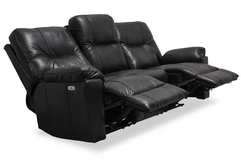Canapé inclinable électrique en cuir véritable 87, fabriqué au Canada, avec port USB et coussins décoratifs