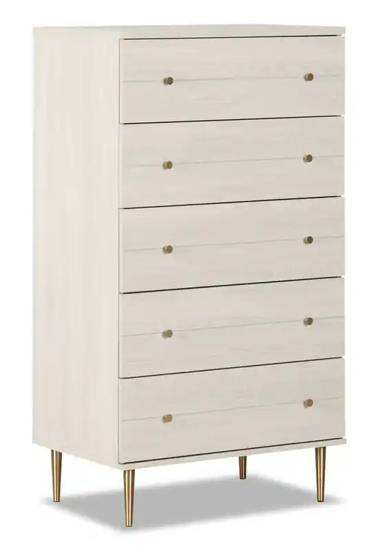 Commode de chambre à coucher, 5 tiroirs, 74 x 132 cm, Fabriquée au Canada, Glamour