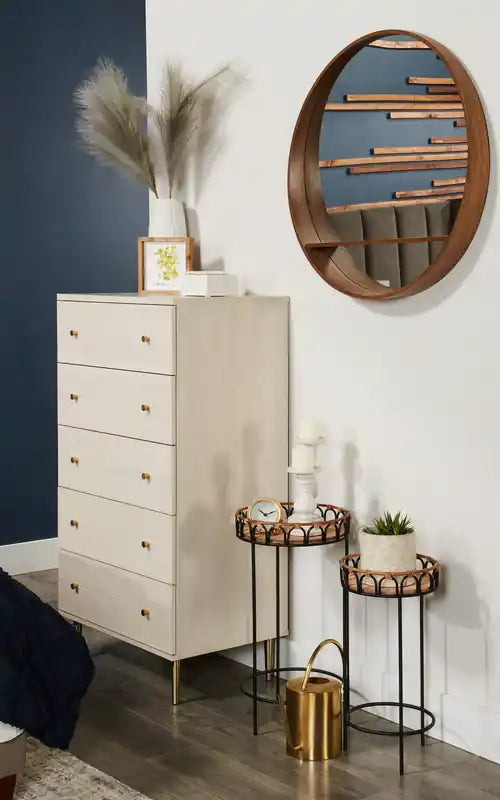 Commode de chambre à coucher, 5 tiroirs, 74 x 132 cm, Fabriquée au Canada, Glamour