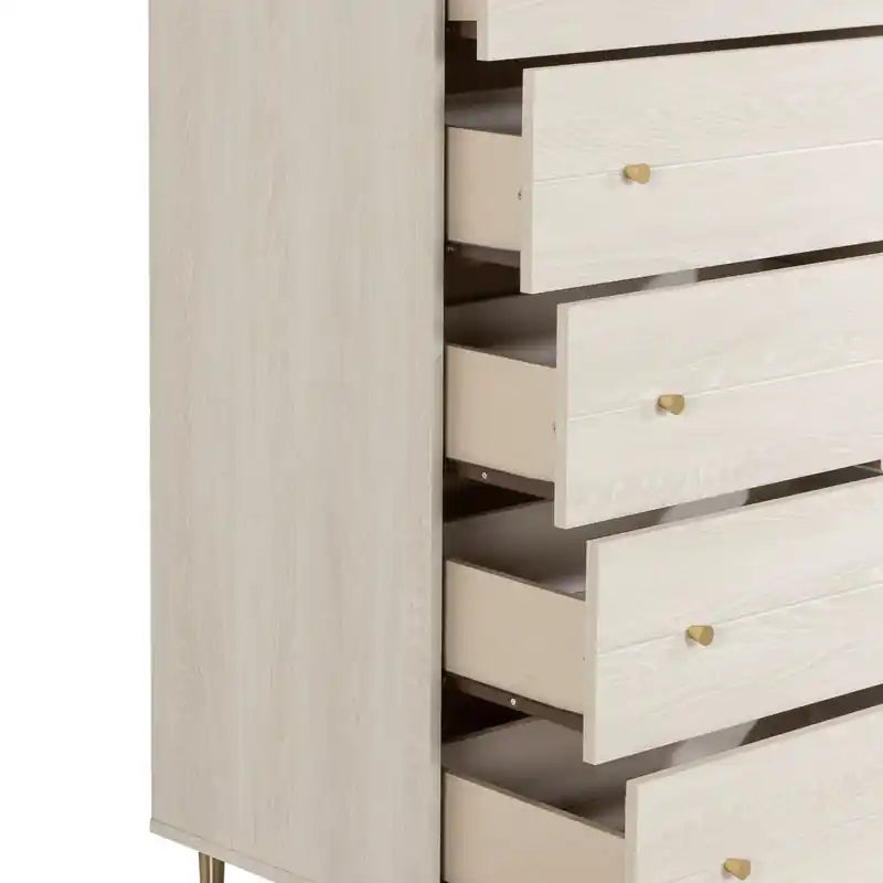 Commode de chambre à coucher, 5 tiroirs, 74 x 132 cm, Fabriquée au Canada, Glamour