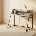 Lawson 47.25 Office Desk with Small Hutch - Grey Stone-Look