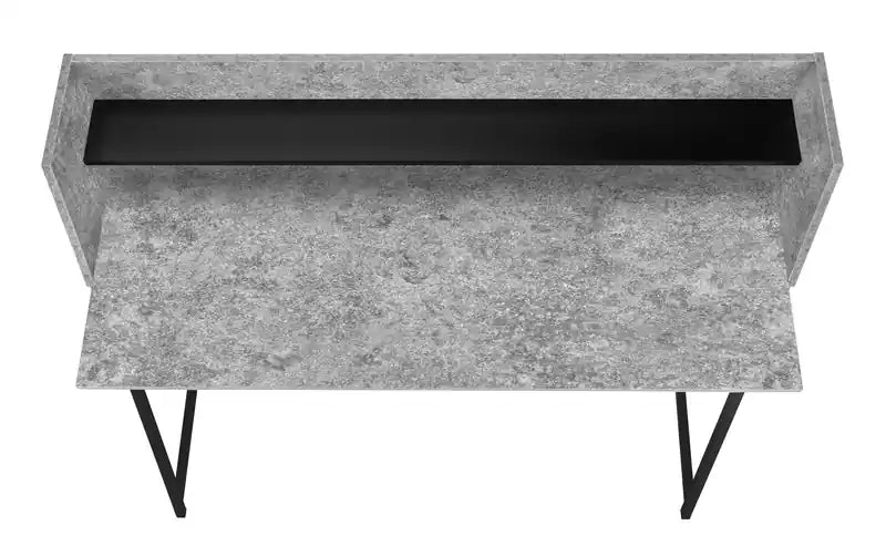 47.25 Bureau avec petite étagère intégrée - Aspect Pierre Grise