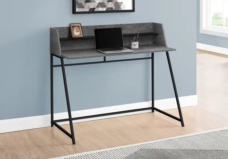 47.25 Bureau avec petite étagère intégrée - Aspect Pierre Grise