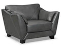 Chateau d'Ax Lusso 92 100% Genuine Leather Chair with Wood Legs - Charcoal Grey