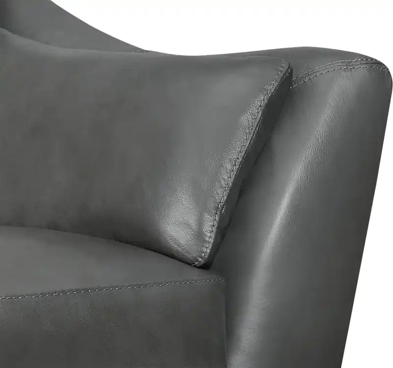 Chaise en cuir véritable avec pieds en bois – Gris anthracite