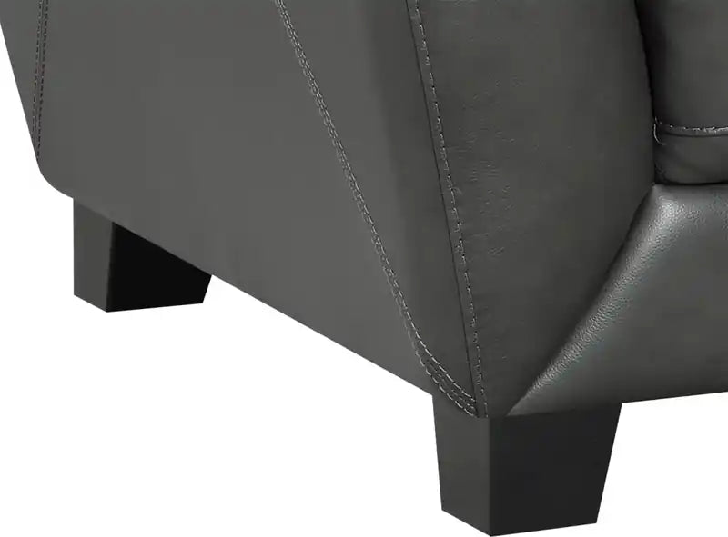 Chaise en cuir véritable avec pieds en bois – Gris anthracite