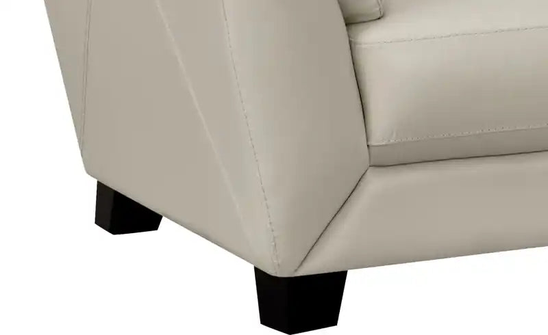 Chaise en cuir véritable avec pieds en bois – Gris anthracite