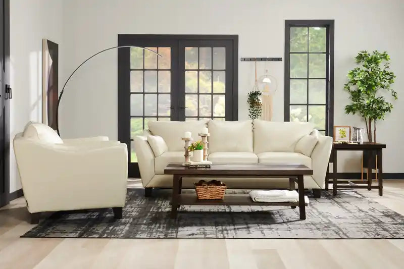 Chaise en cuir véritable avec pieds en bois – Gris anthracite