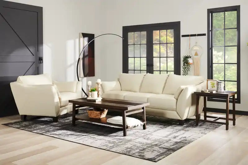Chaise en cuir véritable avec pieds en bois – Gris anthracite