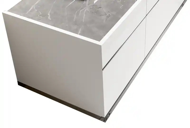 Meuble TV moderne de 47" avec rangement et passe-câbles pour téléviseurs jusqu'à 50" - Blanc