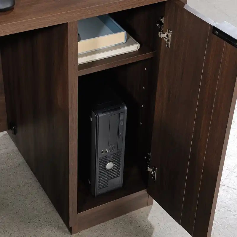 59.13 Bureau d'angle de qualité commerciale avec 3 tiroirs et une armoire